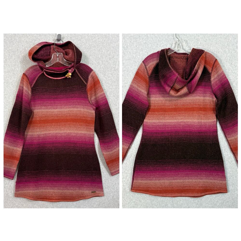 prAna Kirsten Tunic Sweater Size S Striped Wool Blend Cozy Ski Lodge Hiking